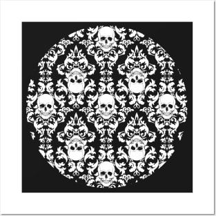 Skull Damask Pattern Posters and Art